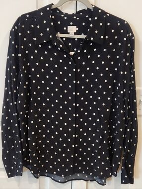 a new day Black and White Polka Dot Button-Down Shirt